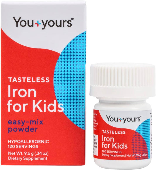 You+yours - Suplemento de Ferro Puro para Crianças – 4 Meses de Fornecimento – Sem Adoçantes, Sabores ou Conservantes. Adicione a Bebidas ou Alimentos. Ideal para Crianças – Marca: Tasteless Iron