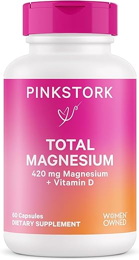 Pink Stork - Suplemento de Magnésio Pink Stork para Mulheres com Vitamina D – Equilíbrio de Humor, Calma Natural