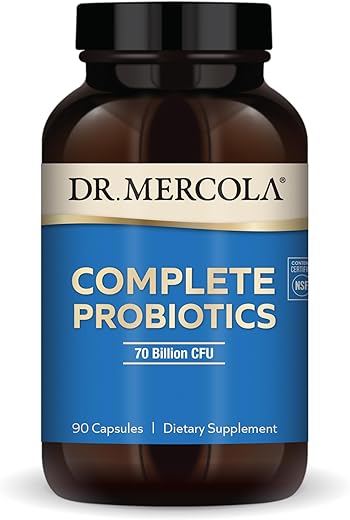 Complete Probiotics 70 Bilhões UFC, 90 Porções (90 Cápsulas), Suplemento Alimentar, Apoia a Saúde Digestiva, Não OGM, Certificado NSF - Dr. Mercola
