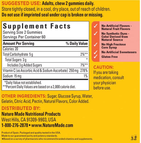 Gummies de Vitamina C 250 mg – Suplemento Alimentar 120 Unidades – Guia Completo de Vitaminas e Suplementos - Adventure Home