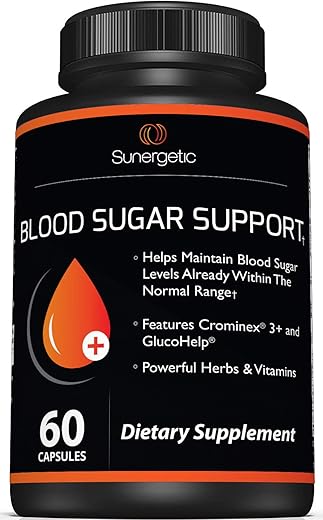 Sunergetic - Suplemento Premium para Suporte à Saúde da Glicose no Sangue – Níveis Saudáveis de Glicose no Sangue Dentro da Faixa Normal – Inclui Extrato de Melão Amargo, Vanádio, Cromo, Canela – Marca em Destaque