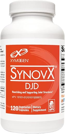 SynovX DJD – Mantém Articulações Saudáveis com MSM, Mexilhão de Lábios Verdes, Sulfato de Condroitina, Sulfato de Glucosamina, Ácido Hialurônico – Produto de Qualidade para Articulações - XYMOGEN