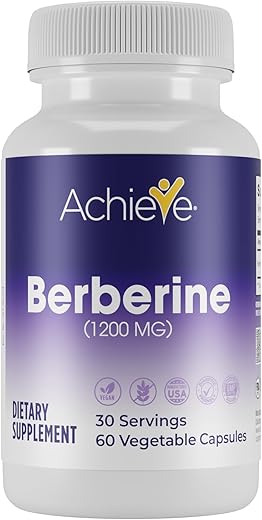 Achieve - Berberine 1200 mg – 60 Cápsulas (Embalagem de 1) | Conquiste a Saúde com