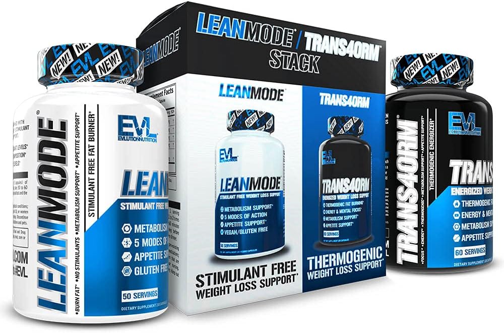 Evlution - EVL Stack de Suporte para Perda de Peso – Pílulas de Suporte Queimador de Gordura Trans4orm Termogênico com Extrato de Café Verde e Forscolina, além de LeanMode Metabolismo e Perda de Gordura sem Estimulantes