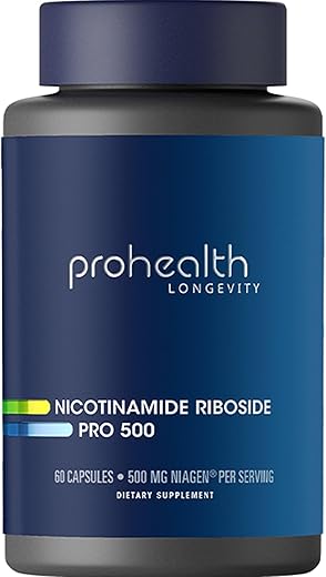 Nicotinamide Riboside Pro 500 – Patenteado NR Niagen 500mg + 250mg TMG. Impulsionador de NAD. Comprovado em 300 estudos. 30 porções - ProHealth