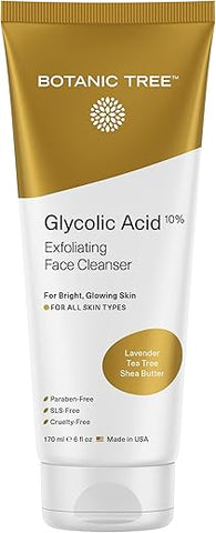 Sabonete Facial de Ácido Glicólico, Esfoliante e Limpeza Facial, 10% Ácido Glicólico, AHA e Ácido Salicílico, 180 ml - Botanic Tree