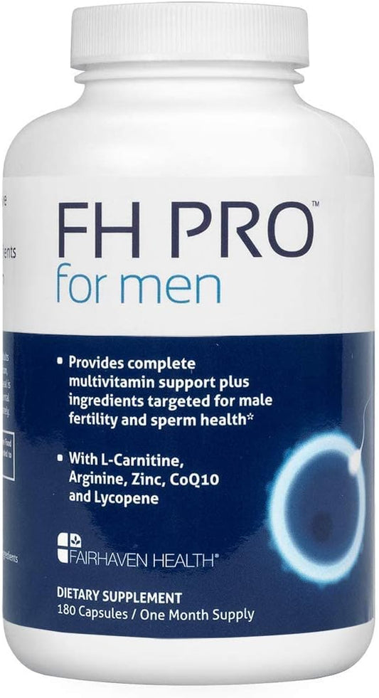 FH Pro for Men | Suplemento Premium de Fertilidade para Homens | Suporte Ótimo de Contagem e Motilidade | Multivitamínico Masculino para Suporte à Concepção | 180 Cápsulas | 1 - Fairhaven Health