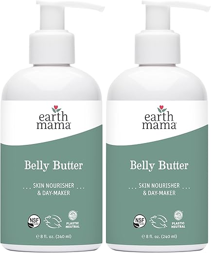 Belly Butter: Creme Corporal para Gestantes, Hidratante para Pele Seca | Cuidados com a Gravidez e Pós-Parto, com Aloe Vera, Sem Fragrância, 240ml (2-Pack) - Earth Mama