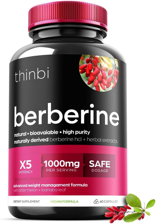 Artnaturals - Berberine 1000mg: Cápsulas Potentes para Gerenciamento de Peso com Melão Amargo e Folha de Banaba – HCl do Extrato de Berberis – 30 Porções