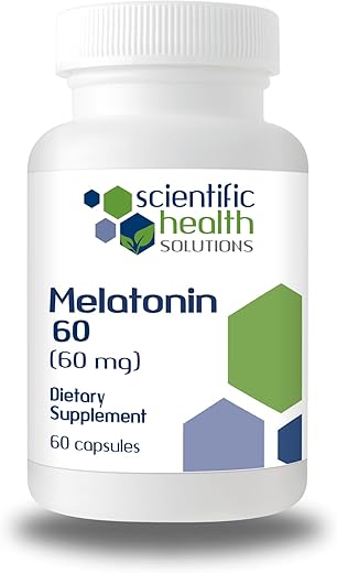 Scientific Health Solutions - Melatonina 60mg | Cápsulas Fáceis de Engolir com Alta Dosagem | Vegano, Não-OGM