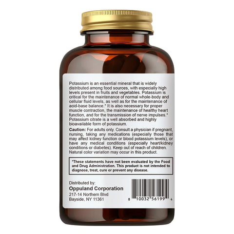 oppuland - Potássio Citrato 99mg | Suplemento de Potássio | Suporte Nervoso | Marca: Support Nerve
