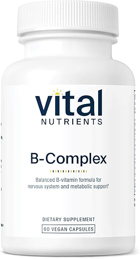 Vitamin B-Complex | Complexo de Vitaminas B Veganas de Alta Potência Metiladas | Suporte às Energias, Metabolismo e Saúde Cardíaca* | Livre de Glúten, Laticínios, Soja - Vital Nutrients
