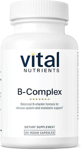 Vitamin B-Complex | Complexo de Vitaminas B Veganas de Alta Potência Metiladas | Suporte às Energias, Metabolismo e Saúde Cardíaca* | Livre de Glúten, Laticínios, Soja - Vital Nutrients