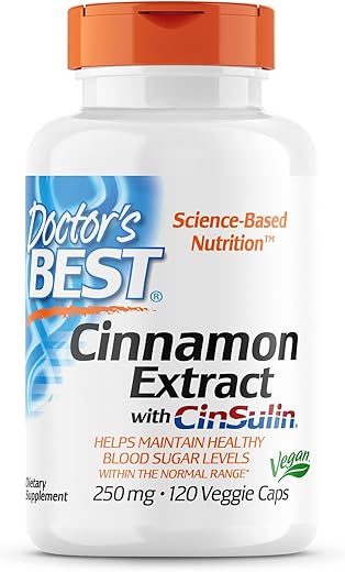 Doctor's BEST - Doctor’s Best Extrato de Canela com Cinsulin 250 mg 120 Cápsulas Vegetais – Melhor Marca