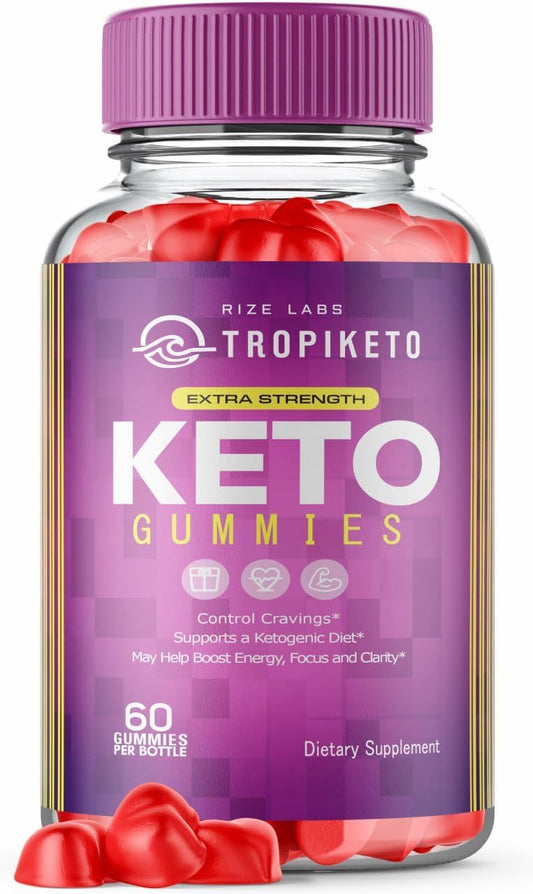 rize labs - TropiKeto ACV Gummies – Gomas de Cetona Extra Forte TropiKeto, para Perda de Peso Avançada, Gomas de Cetona Keto ACV, Suplemento TropiKeto, Avaliações das Gomas Tropi Keto (60 Gomas)