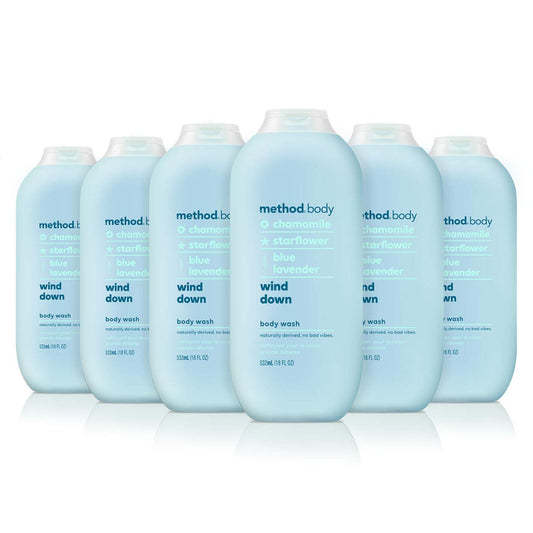 Body Wash Wind Down 18 oz, 6 pack – Embalagem Pode Variar | Compre Agora! - Method