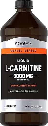 L-Carnitine Líquido | 3000mg | Sabor de Frutas Vermelhas | Fórmula Avançada para Atletas | Série Refuel | Não GMO, Sem Glúten | 30ml - Piping Rock