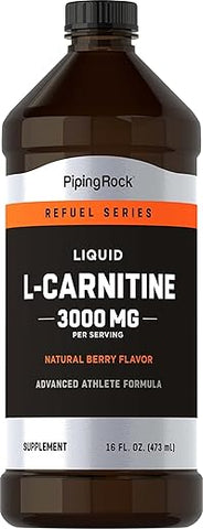 L-Carnitine Líquido | 3000mg | Sabor de Frutas Vermelhas | Fórmula Avançada para Atletas | Série Refuel | Não GMO, Sem Glúten | 30ml - Piping Rock