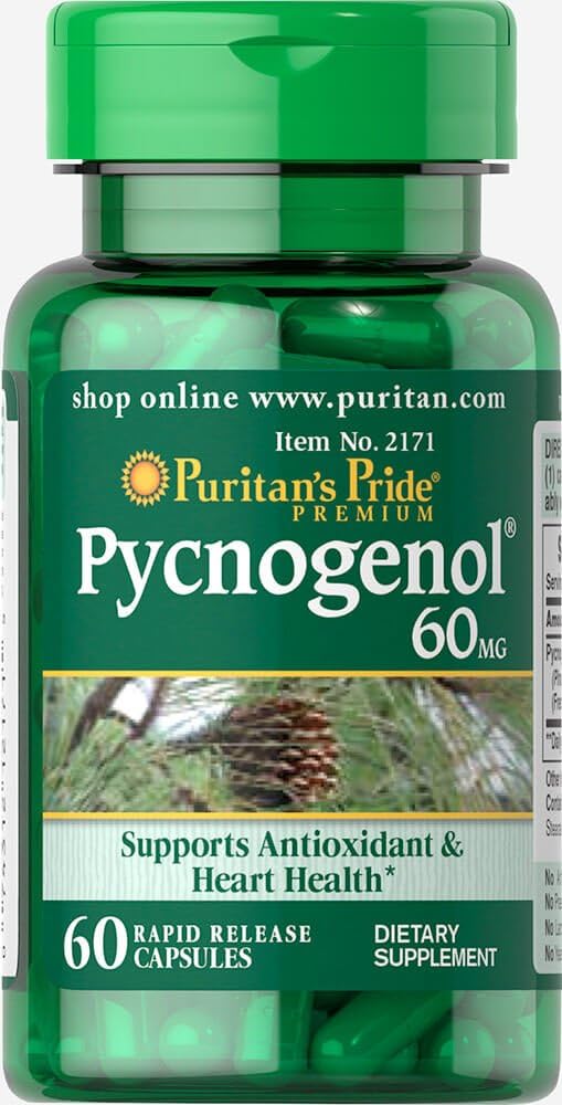 Puritan's Pride - Puritan’s Pride Pycnogenol 60 mg – 60 Cápsulas | Antioxidante Natural | Saúde e Bem-Estar