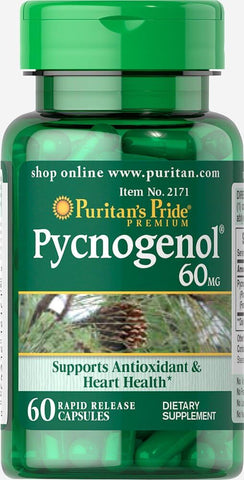 Puritan's Pride - Puritan’s Pride Pycnogenol 60 mg – 60 Cápsulas | Antioxidante Natural | Saúde e Bem-Estar