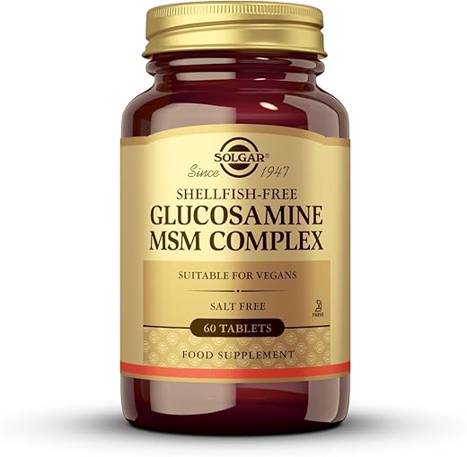 SOLGAR - Solgar Triple Strength Glucosamina Condroitina MSM, 60 Comprimidos – Promove Articulações Saudáveis, Suporta Movimento Confortável – Livre de Mariscos – Sem Glúten, Sem Laticínios – 30 Porções
