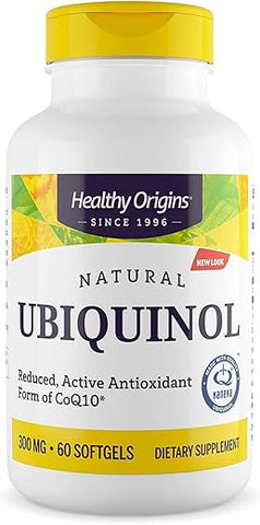 Ubiquinol 300 mg – CoQ10 Ativado – Suplemento Kaneka Ubiquinol para Saúde Cardíaca - Healthy Origins