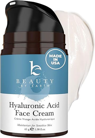 Beauty by Earth - Hidratante Facial com Ácido Hialurônico – Orgânico, Fabricado nos EUA (30ml)