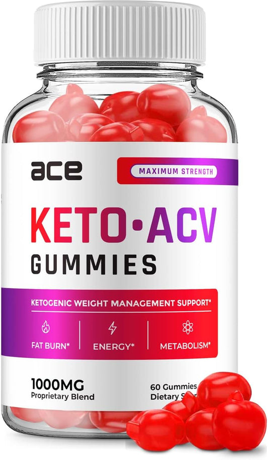 Indelo - Ace Keto ACV Gummies – Fórmula Avançada Ace Keto Plus ACV Gummies Vinagre de Maçã Ace ACV, Gerenciamento de Peso, Suplemento Dietético Avaliações Homens Mulheres (60 Gummies)