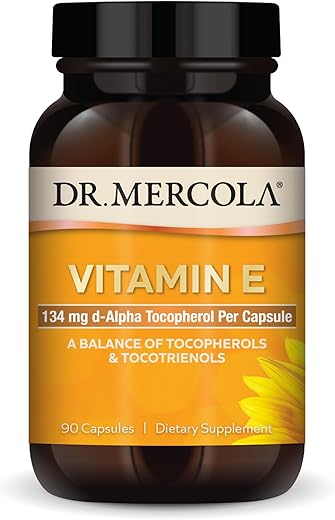 Vitamina E, 90 Porções (90 Cápsulas), 134 mg Por Cápsula, Suplemento Alimentar, Promove Pele Saudável, Não-OGM - Dr. Mercola