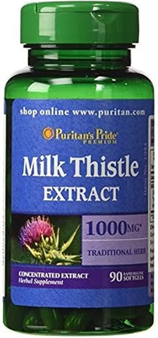 Puritan's Pride - Puritan’s Pride – Extrato de Cardo de Leite 4:1 1000 mg (Silymarin) – 90 Comprimidos (Pacote 2)