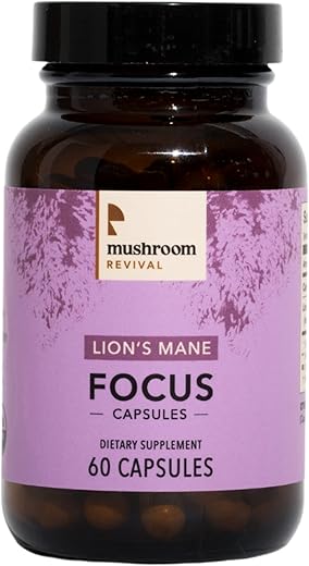 Cápsulas de Lion’s Mane Orgânicas para Foco, 60 Unidades, Sem OGM, Vegano, Sem Glúten, Keto, Sem Laticínios - Mushroom Revival