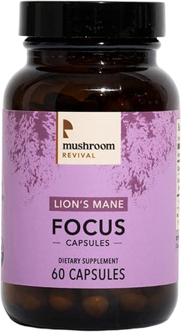 Cápsulas de Lion’s Mane Orgânicas para Foco, 60 Unidades, Sem OGM, Vegano, Sem Glúten, Keto, Sem Laticínios - Mushroom Revival