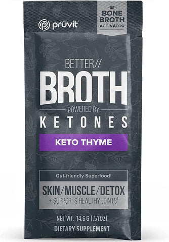 PRÜVIT - Pruvit Better Broth Keto Thyme – Suporte para Articulações, Recuperação Muscular e Melhora da Aparência de Pele e Cabelo – 20 Unidades