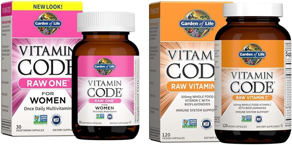Multivitamínico Feminino 30 Cápsulas e Vitamina C 120 Cápsulas – Pacote Promocional - Garden of Life