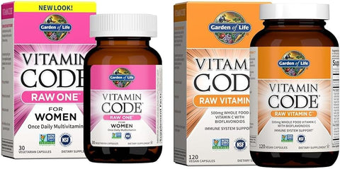 Multivitamínico Feminino 30 Cápsulas e Vitamina C 120 Cápsulas – Pacote Promocional - Garden of Life