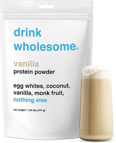 drink wholesome - Proteína em Pó de Clara de Ovo de Baunilha | Fácil Digestão | Amigável ao Estômago | Sem Inchaço | Sem Lactose | Sem Bloating | 100% Natural