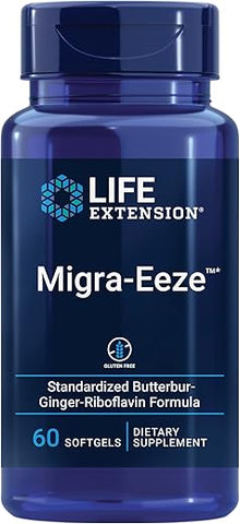 Migra-Eeze – Extrato de Raiz de Butterbur com Vitamina B2 (Riboflavina) – 60 Cápsulas - Life Extension