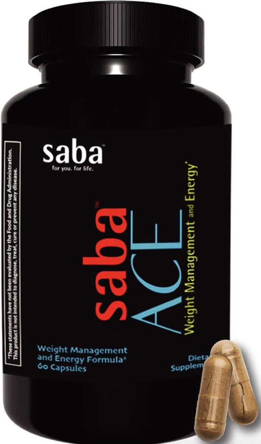 ACE™ – Gerenciamento de Peso, Supressão de Apetite, Aumento de Energia, Melhora do Humor, Aceleração do Metabolismo e Melhoria do Desempenho Geral – para Mulheres e Homens – 60 Cápsulas - Saba