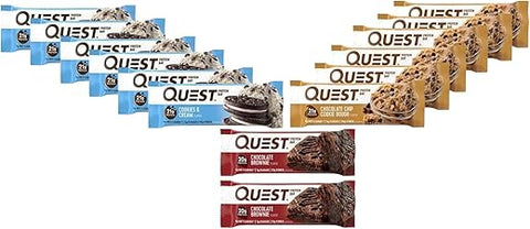 Barras de Proteína Quest Sem Glúten, Pack Sortido | 6 Cookie Dough de Chocolate Chip, 6 Cookies | 12 Unidades | Embalagem Variada - JÁCLER