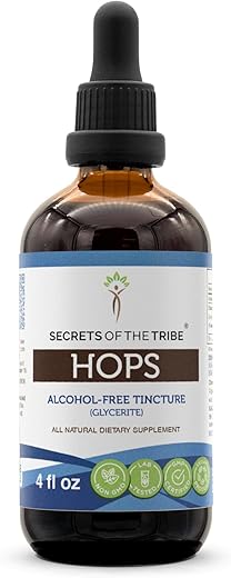 Secrets of the Tribe - Segredos da Tribo Extrato Líquido Sem Álcool de Tintura de Lúpulo, Flor Seca de Lúpulo (Humulus Lupulus) – 118 ml