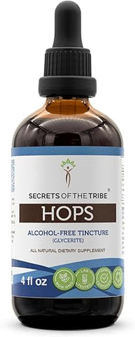 Secrets of the Tribe - Segredos da Tribo Extrato Líquido Sem Álcool de Tintura de Lúpulo, Flor Seca de Lúpulo (Humulus Lupulus) – 118 ml