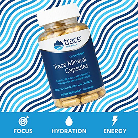 ConcenTrace Cápsulas | Suplemento Diário de Magnésio e Potássio | Vegano Certificado, Não-OGM, Sem Glúten | Sem Sabor | 90 Cápsulas (Pacote de 1) - Trace Minerals