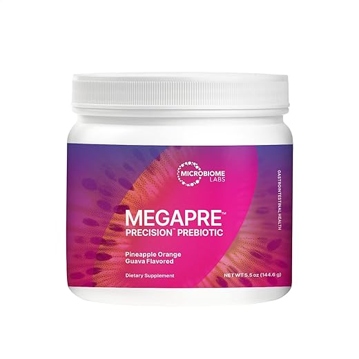 MegaPre em Pó, Abacaxi Laranja Goiaba – Prebiótico de Oligossacarídeos Não Digestíveis para Saúde Intestinal – Suplemento de Saúde Digestiva Precision Prebiotic (5,5g) - Microbiome Labs
