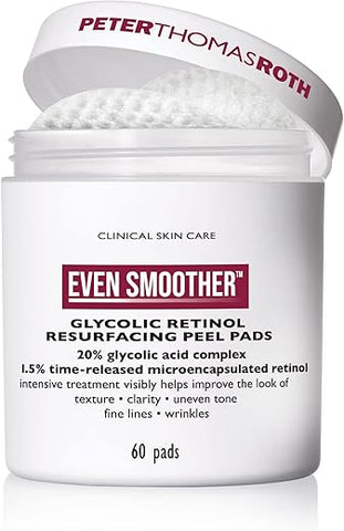 Pads de Peeling de Rosto com Ácido Glicólico e Retinol | Para Textura e Tom Desigual, 60 un - Peter Thomas Roth