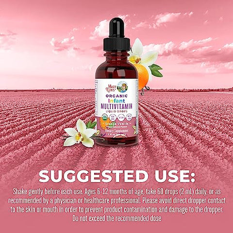 MaryRuth Organics - Multivitamínico com Ferro para Bebês por MaryRuth’s | Orgânico USDA | Gotas Líquidas Multivitamínicas para Bebês de 6 a 12 Meses | Suporte Imunológico