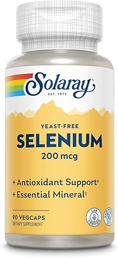 SOLARAY - Solaray Yeast Free Selenium 200mcg – Cápsulas de Selênio para uma Função Tireoidiana Saudável