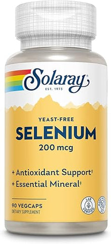 SOLARAY - Solaray Yeast Free Selenium 200mcg – Cápsulas de Selênio para uma Função Tireoidiana Saudável