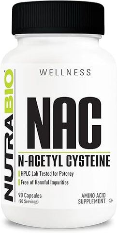 N-Acetyl Cysteine (NAC) – 90 Cápsulas, 600mg Cada – Poderoso Antioxidante – Suporte Imunológico – Aumenta Glutationa - NutraBio