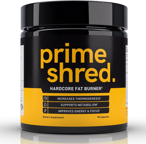 PrimeShred - Pílulas Termogênicas Supressoras de Apetite para Homens, Suplemento de Perda de Peso de Ação Tripla com Cafeína, Estimulante de Energia para Treinos (90 Cápsulas)