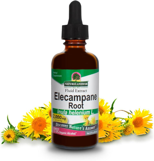Nature's Answer - Nature’s Answer Raiz de Elecampane 60 ml. Baixo Teor de Álcool Orgânico 2000mg – Herbal – Não GMO